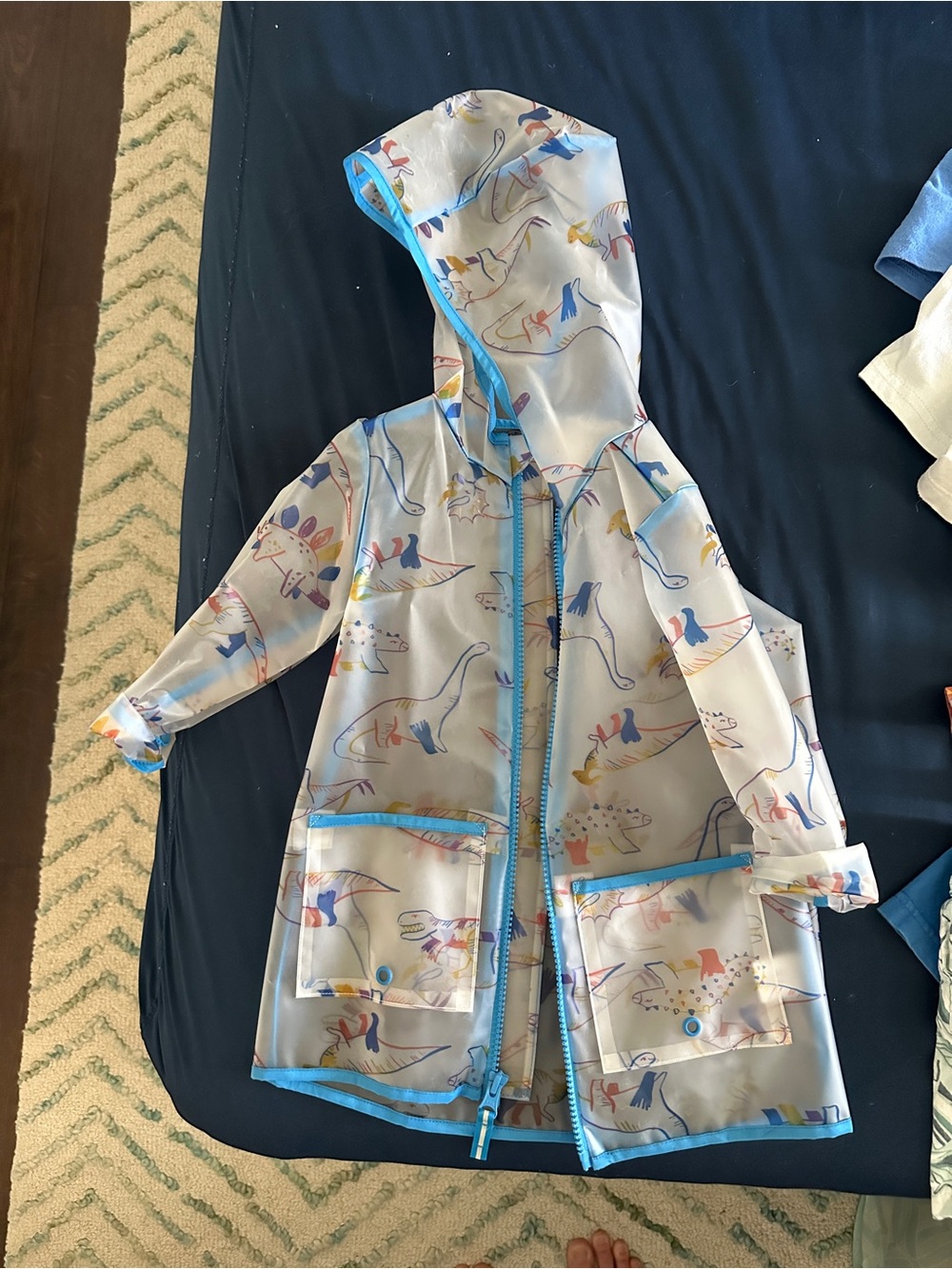 Cat & Jack Kids Clear Dino Raincoat with Blue Trim